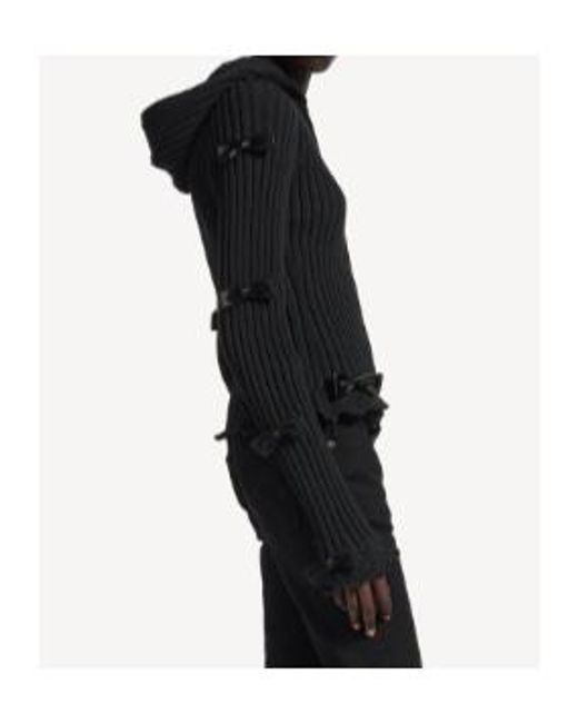 Balenciaga Black Fitted Bow Zip Hooded Sweater