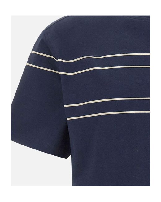 K-Way Blue Fantome Stripe Detailed Crewneck T-Shirt for men