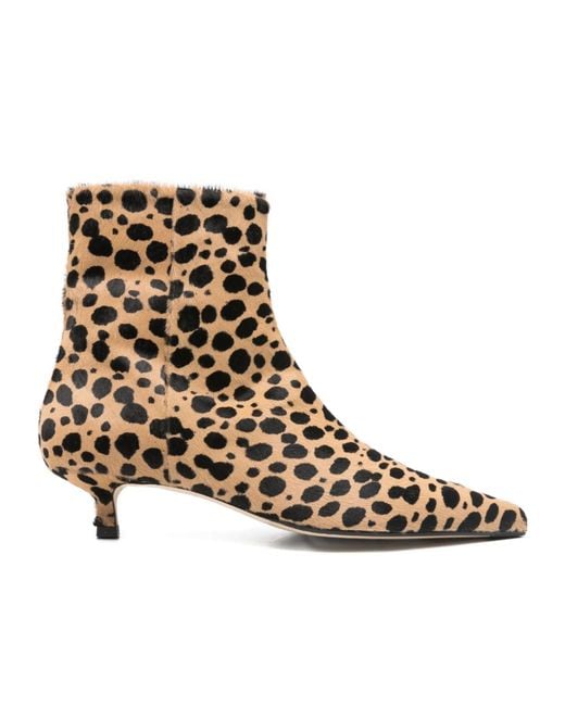 Aeyde Brown Sofie Leo Printed Pointed Toe Ankle Boots