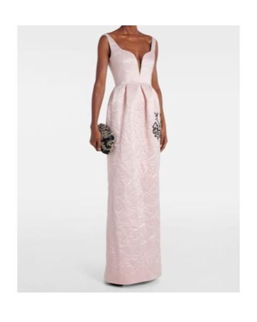 Erdem Pink Embroidered Satin Gown