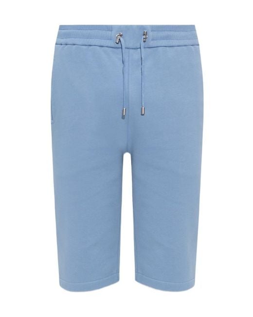 Balmain Blue Drawstring Elastic Waist Track Shorts for men