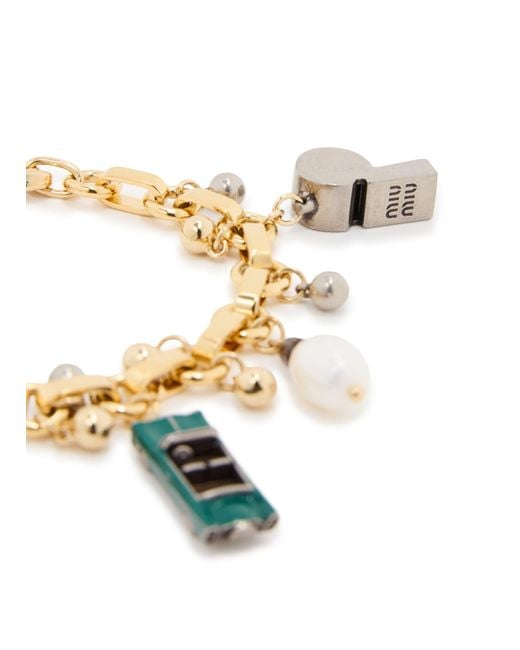 Miu Miu Metallic Jewelled Bracelet