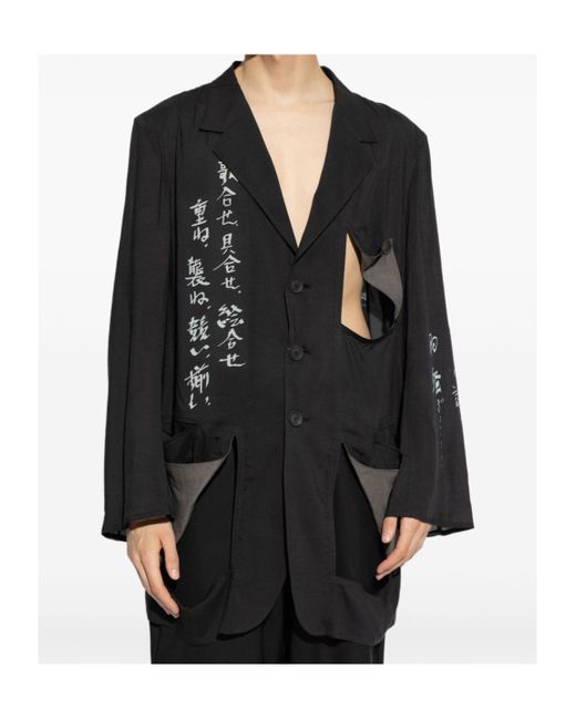 Yohji Yamamoto Black Message Printed Jacket for men