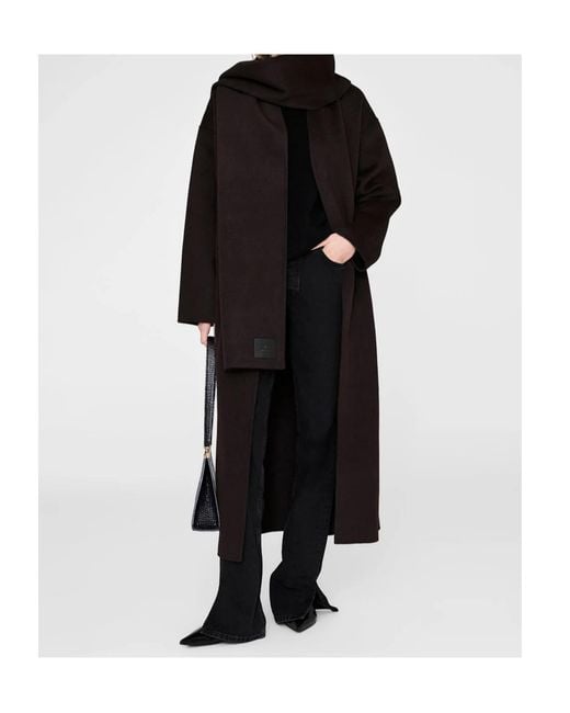 Anine Bing Black Ava Logo Patch Scarf
