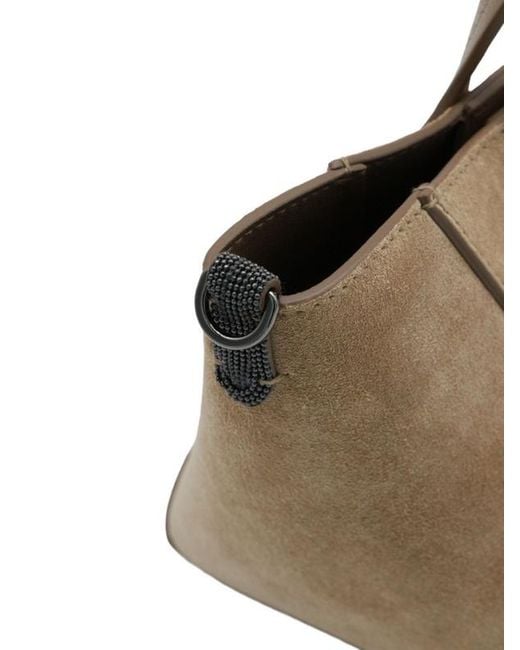 Brunello Cucinelli Natural Suede Panelled Tote Bag