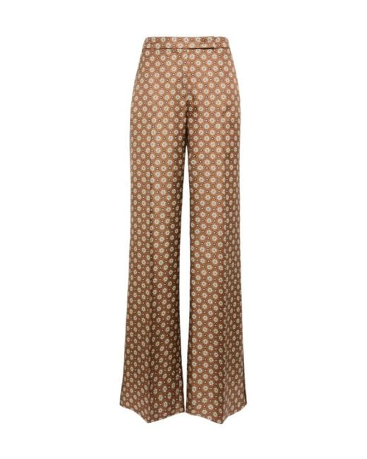 Dorothee Schumacher Brown Printed Wide-Leg Silk Pants