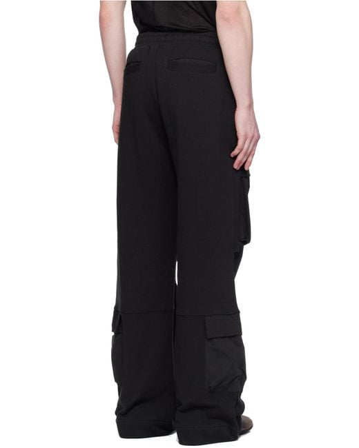 Entire studios Black Utility Wide-Leg Cargo Track Trousers for men