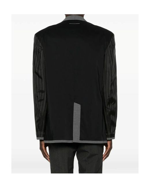 MM6 by Maison Margiela Black Pinstripe Panelled Blazer for men
