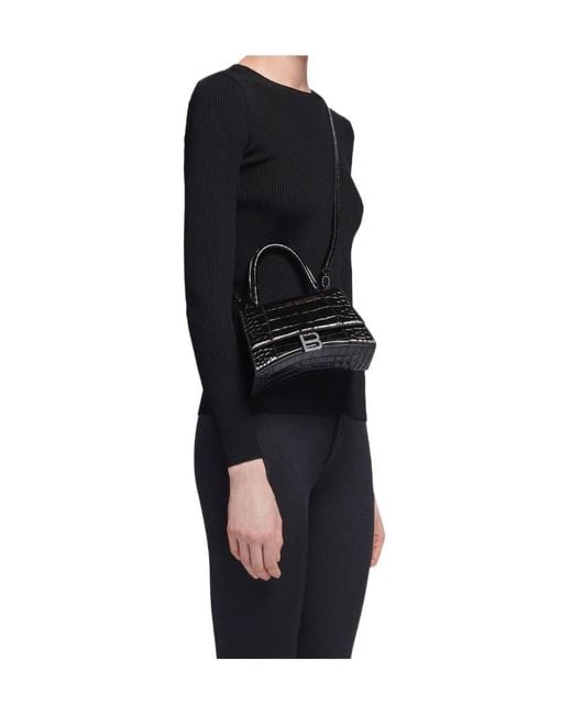 Balenciaga Black Hourglass Xs Top Handle Bag