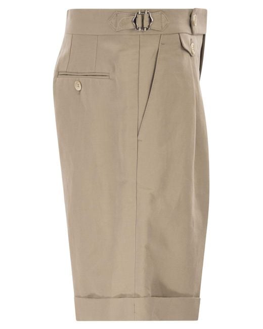 Brunello Cucinelli Natural Turn-Up Hem Shorts for men