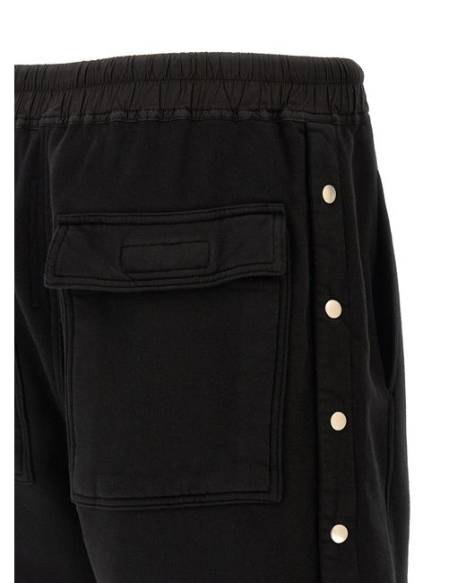 Rick Owens Black Elasticated Waistband Drawstring Shorts for men