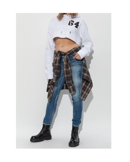 DSquared² Blue Distressed Medium Waist Jennifer Jeans