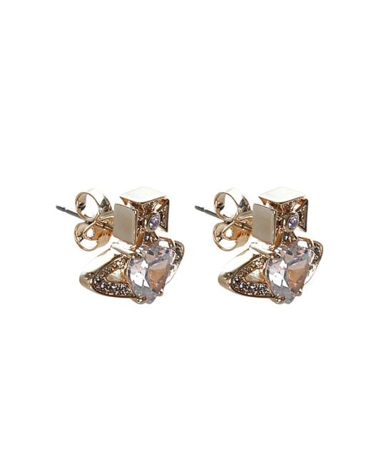 Vivienne Westwood White Embellished Orb-Plaque Earrings