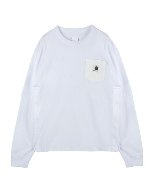 Sacai White X Carhartt Wip Logo Patch Crewneck Sweatshirt for men