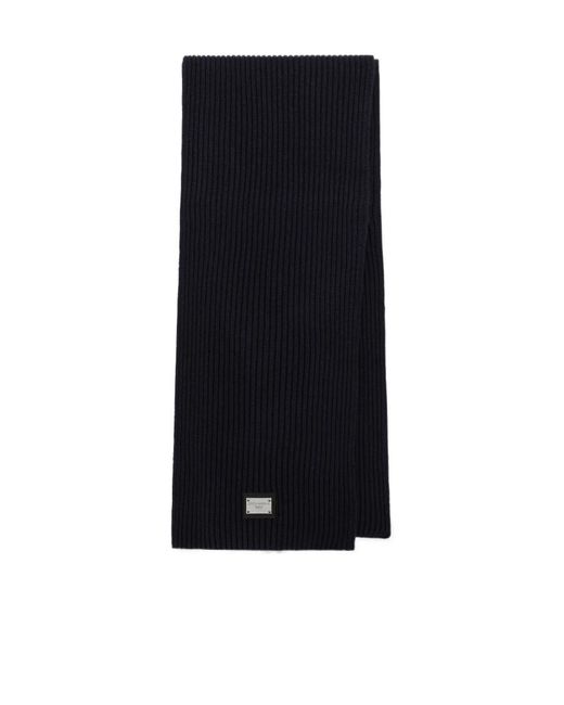 Dolce & Gabbana Black Dg Essentials Ribbed Knit Scarf for men