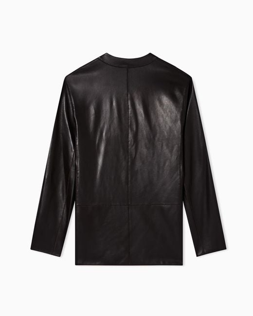 Emporio Armani Black Asv Napa Leather Suit Jacket