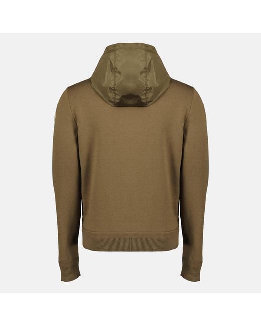 Moncler Green Cardigan En Coton Kaki for men