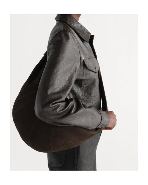 Lemaire Brown Large Croissant Panelled Leather Shoulder Bag for men