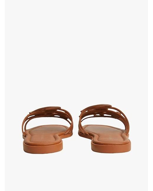 Tommy Hilfiger Brown Logo-Plaque Flat Sandals