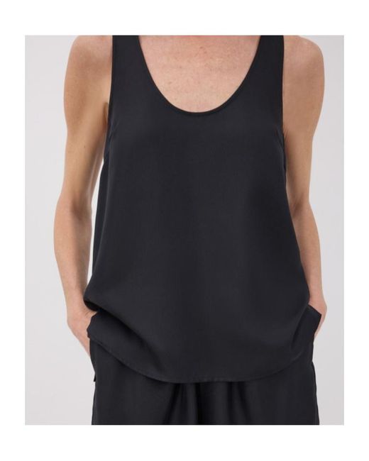 Loulou de Saison Black Gaby Scoop-Neck Silk Top