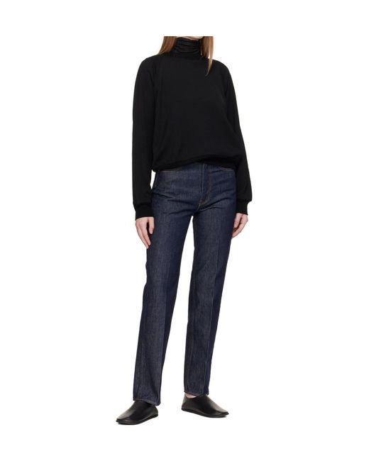 Auralee Black Wool Blend Crew Neck Pullover