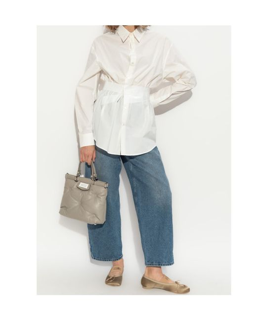 MM6 by Maison Margiela White Tied Waist Shirt