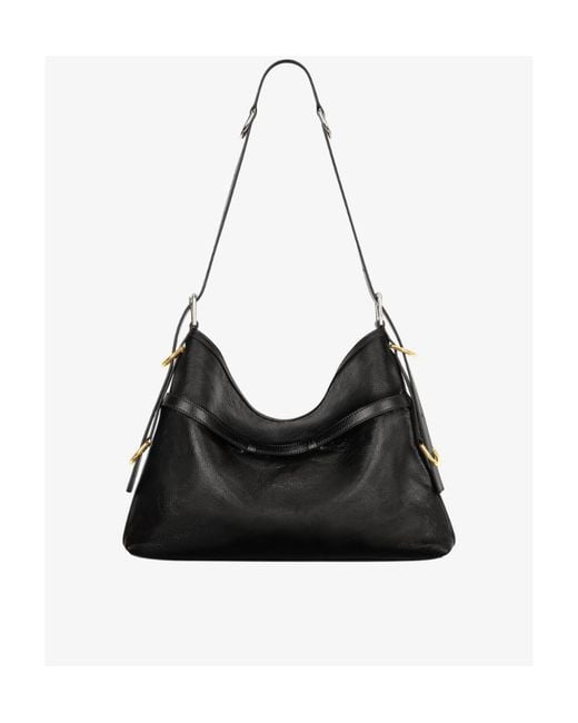 Givenchy Black Voyou Logo Detailed Medium Shoulder Bag
