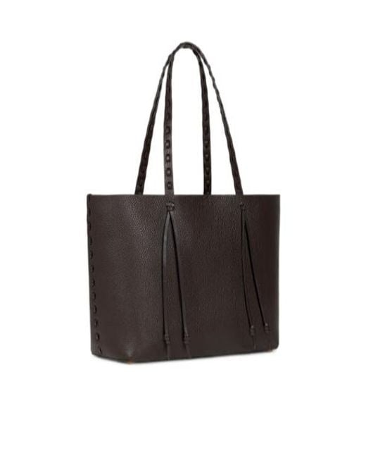 Etro Black Essential Medium Leather Tote Bag With Threading