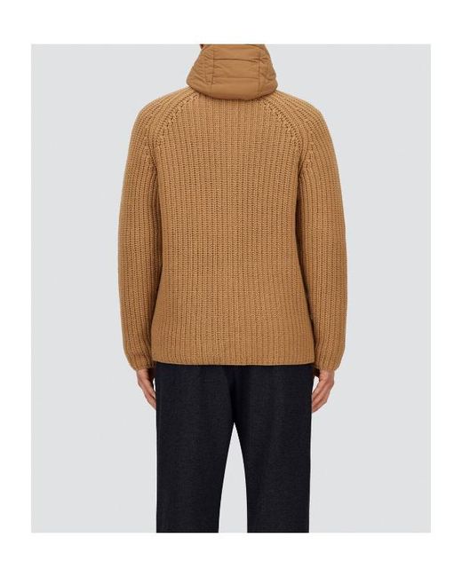 Herno Brown Hooded Knitted Button-Up Cardigan for men