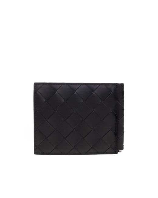 Bottega Veneta Black Intrecciato Bi-Fold Card Holder for men
