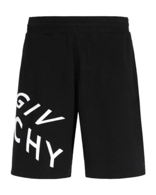 Givenchy Black Refracted Logo Cotton Shorts for men