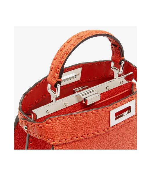 Fendi Orange Peekaboo Iseeu Small Tote Bag