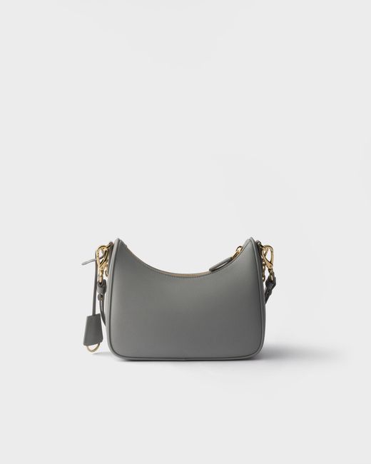 Prada Gray Re-Edition Mini Saffiano Leather Bag