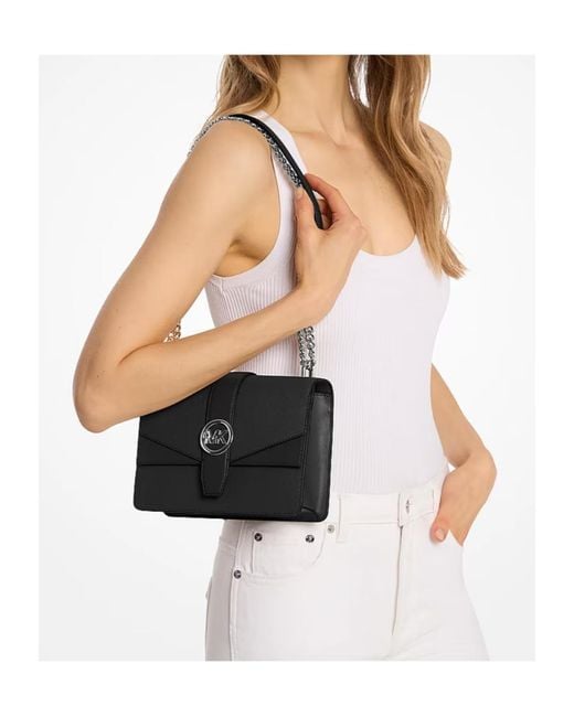 Michael Kors Black Greenwich Small Saffiano Leather Crossbody Bag