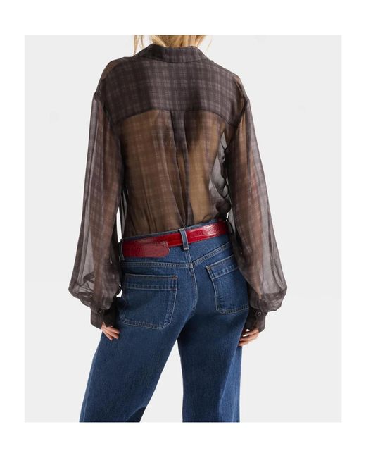 7 For All Mankind Black Lantern-Sleeve Shirt