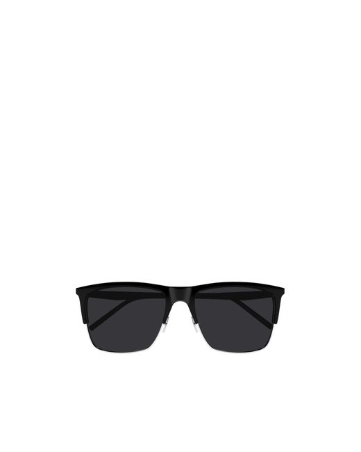 Saint Laurent White Half Frame Rectangular Sunglasses for men