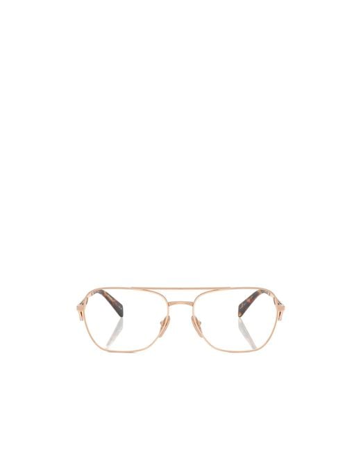 Prada White Eyewear Pilot Frame Glasses