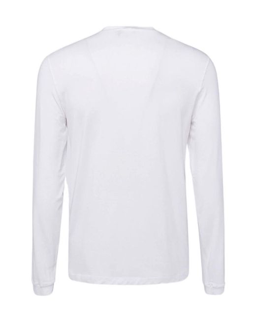 Giorgio Armani White Crewneck Long-Sleeved T-Shirt for men