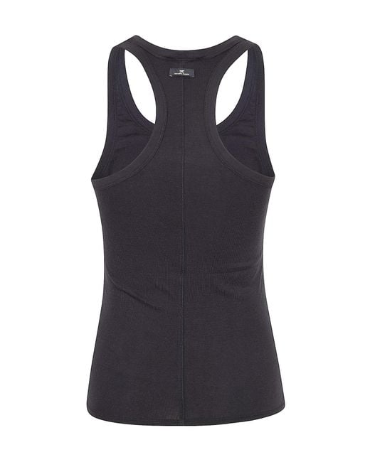 Elisabetta Franchi Black Logo Ribbed Tank Top