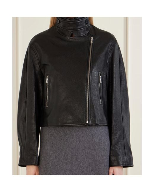 Nour Hammour Black Varda Textured-Leather Jacket