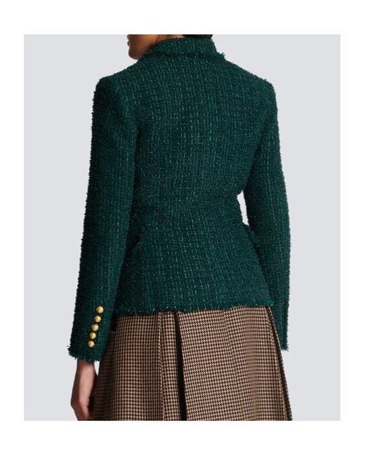 Balmain Green Double Breasted Tweed Jacket