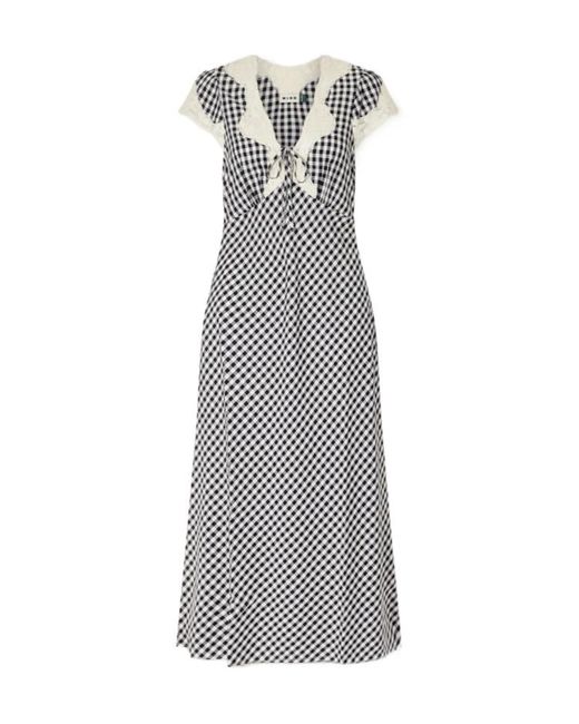Rixo Gray Plaid Midi Dress