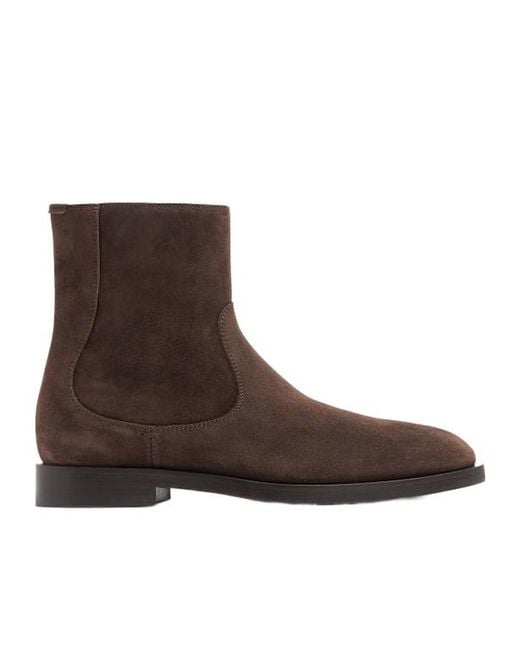 Brunello Cucinelli Brown Suede Boots for men