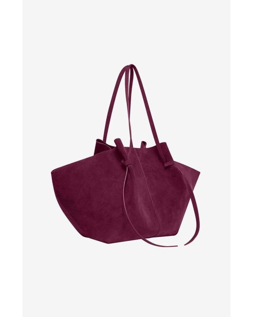 Yuzefi Purple Large Mochi Knotted Suede Shoulder Bag