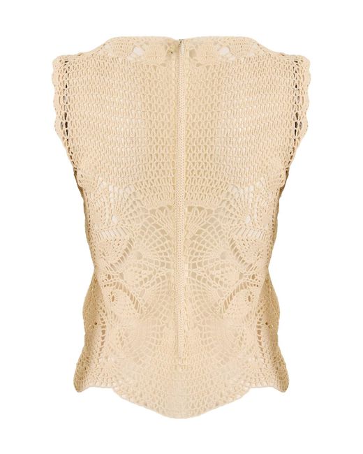 Magda Butrym Natural Crocheted Sleeveless Top