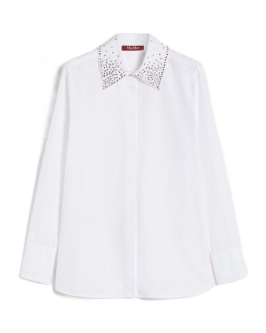 Max Mara White Studio Staffa Embellished Long-Sleeved Shirt
