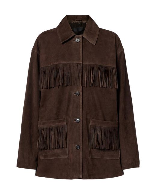 Nili Lotan Brown Foudre Fringed Suede Jacket