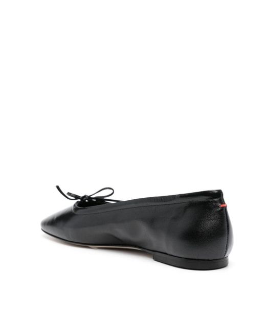 Aeyde Black Bow-Detail Suede Ballerina Shoes