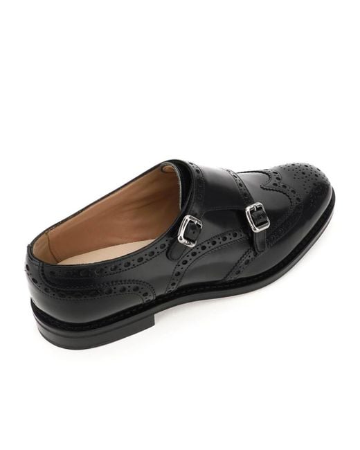 Church's Black Monk-Strap Buckle Detailed Brogue Shoes