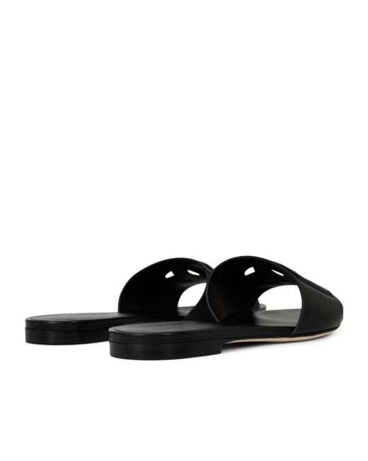 Dolce & Gabbana Black Cut-Out Logo Slides